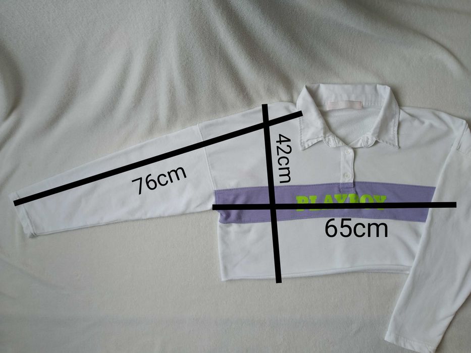 Biała krótka bluza Playboy, 48