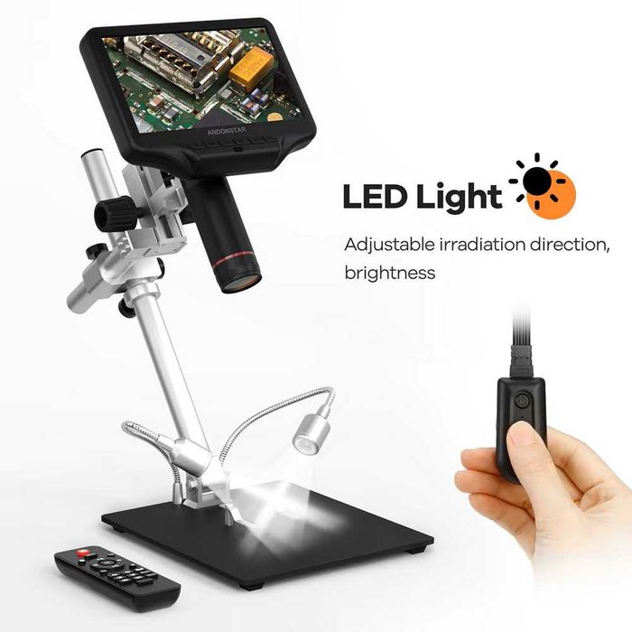 Цифровий мікроскоп Andonstar AD407Pro з HDMI і металевою базою/стійкою