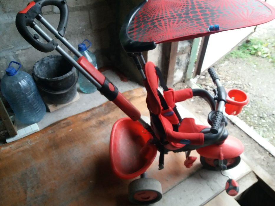 Велосипед детский трёхколёсный с дополнительным управлением