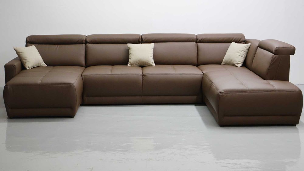 TTN Brązowe Wielkie U kanapa rogówka sofa do salonu ECO skóra BONELL