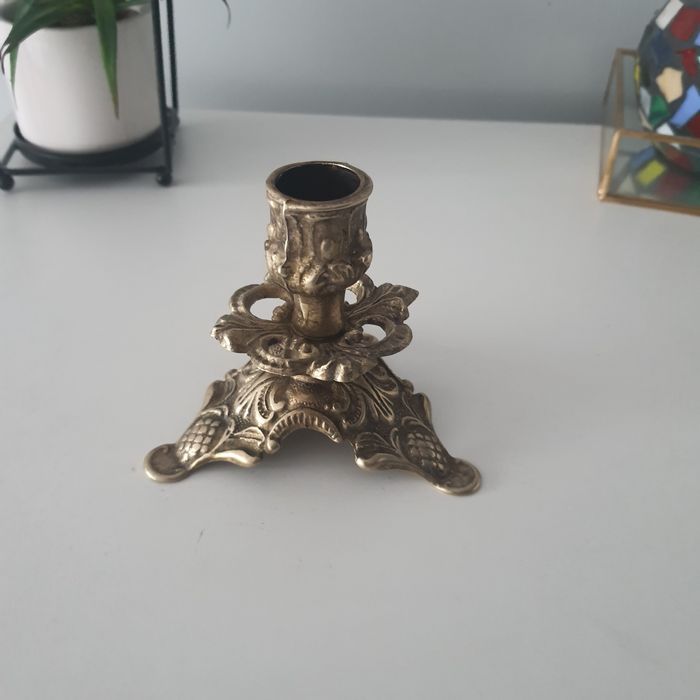 Świecznik mosiężny retro vintage lata 60-te Indie