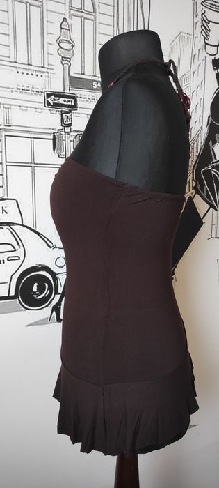 Brązowa asymetryczna bluzka boho