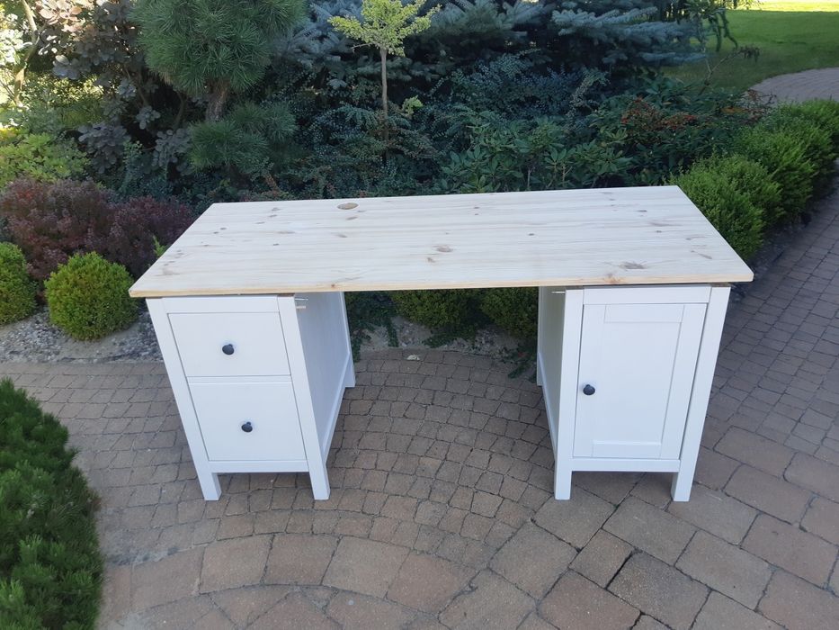 Drewniane biurko Ikea Hemnes białe