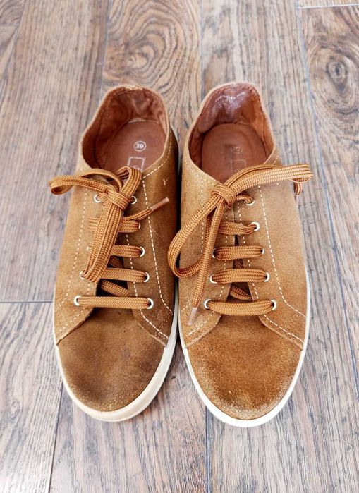 Buty koturn brąz camel platformy