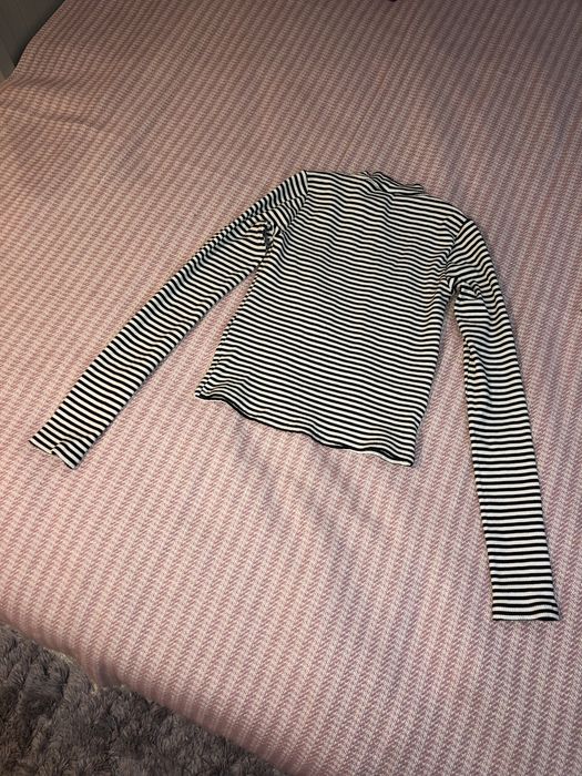 półgolf bluzka z długim rękawem crop top w paski Forever21 S