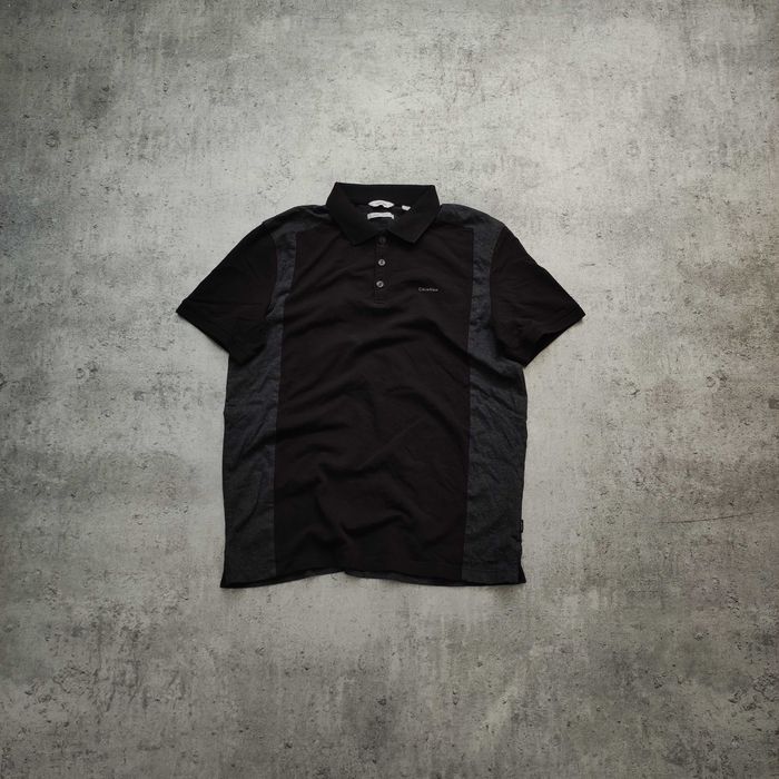 MĘSKA Koszulka Polo Elegancka Czarna Calvin Klein CK Liquid Dwa-Kolor