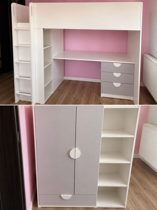 Ikea łóżko na antresoli z biurkiem