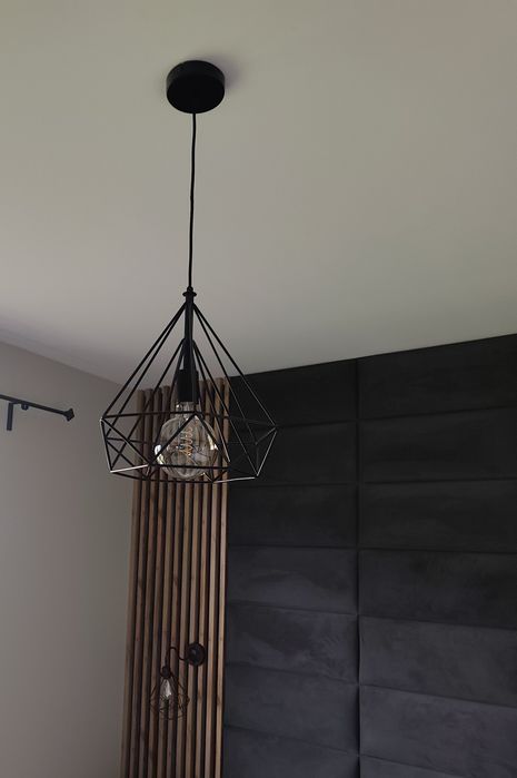 Lampa wisząca czarna loft + 2 szt. Kinkiet Bayron