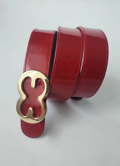 Подарунок вінтажний червоний шкіряний ремінь ESCADA оригінал