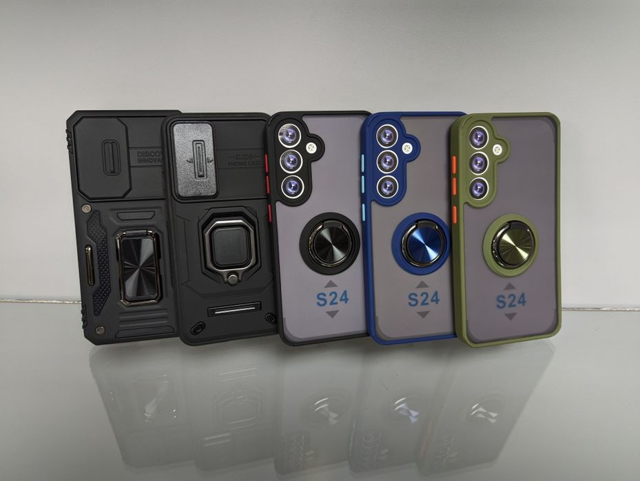 Samsung Galaxy S24 противоударный чехол с кольцом матовый чохол