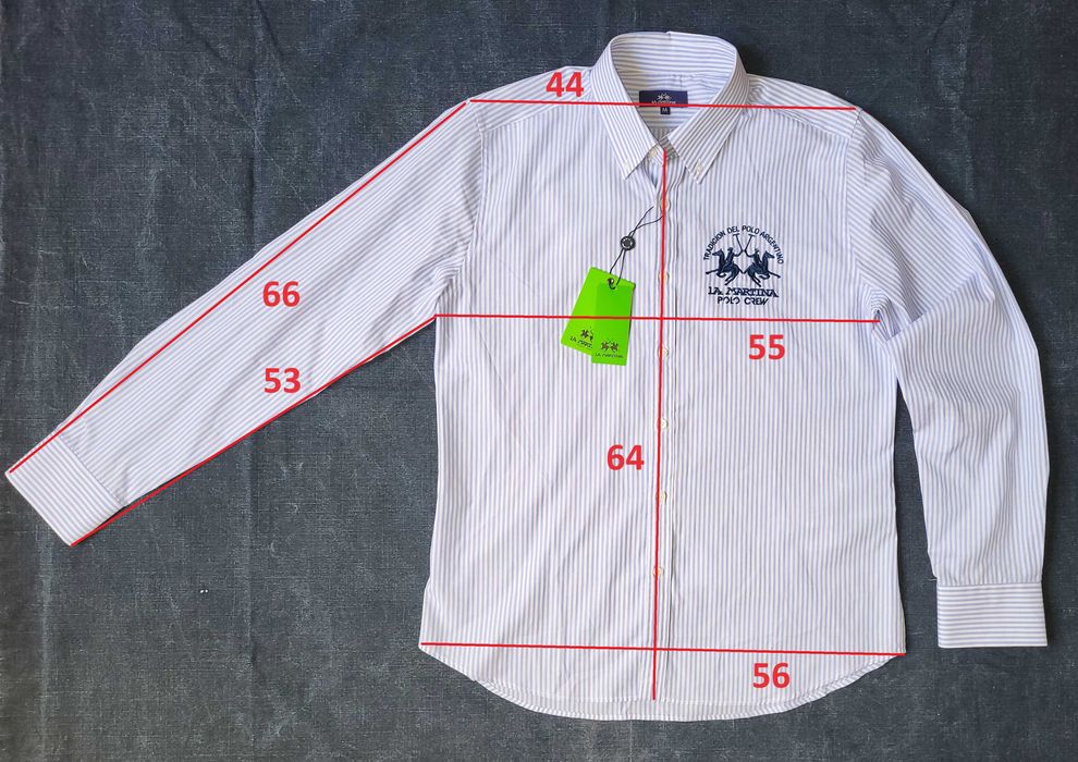 LA MARTINA koszula długi rękaw w paski i haftowanym logo, rozmiar M