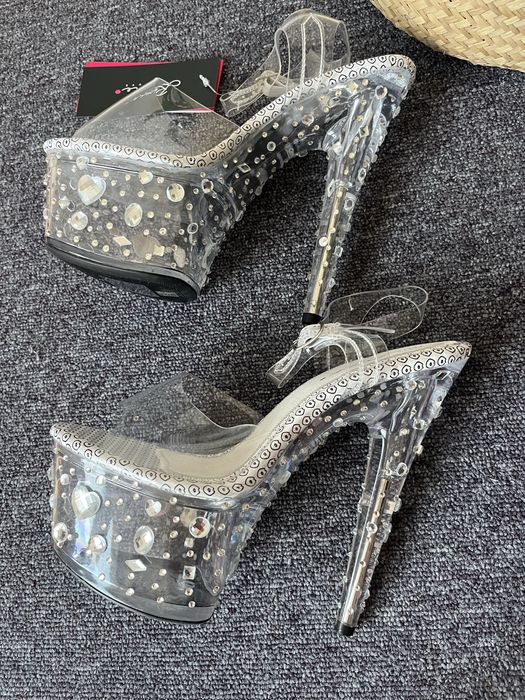 Szpilki Pole Dance szklanki transparent diamenty 41 Roxie Luve