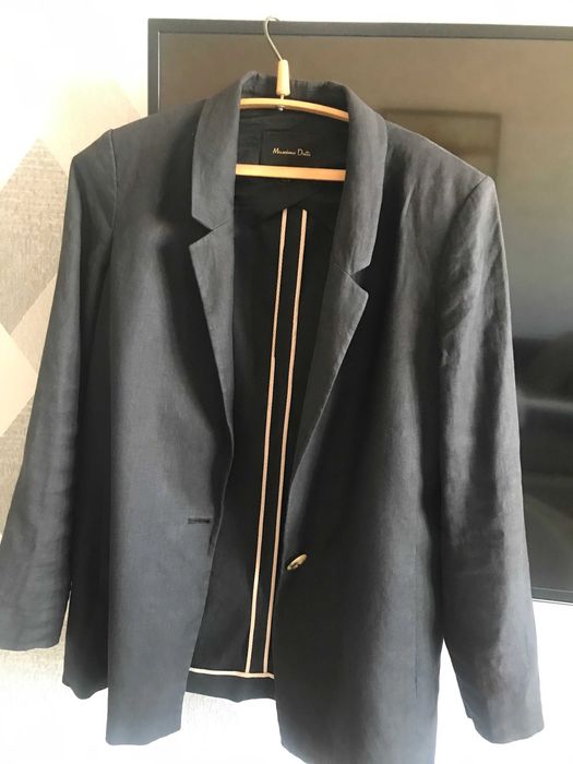 Жіночий жакет(піджак) Massimo Dutti р 38  темно-сірий льон бавовна