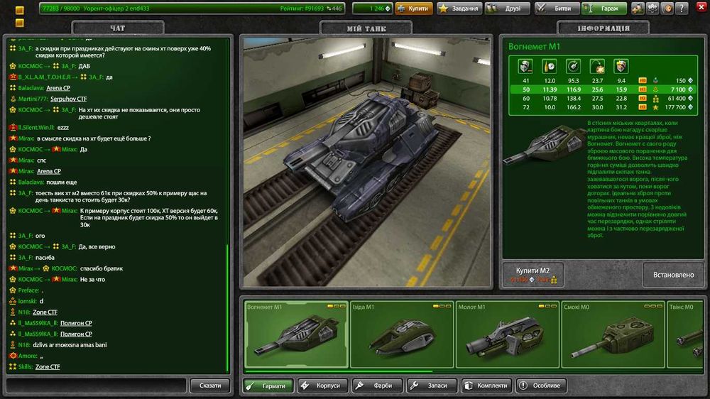 Аккаунт ProTanki (Уорент-офіцер 2/всі корпуси та гармати)