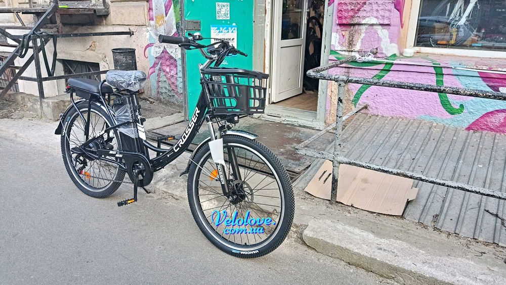 Электровелосипед Crosser 26" 600W 48V 20A/h, доп сиденье, диск тормоза, пробег 50 км/ 1 заряд