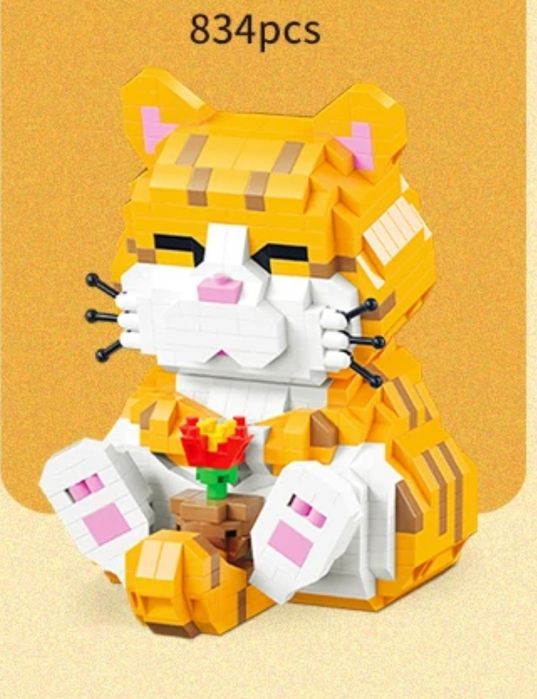 Klocki konstrukcyjne kotek pomarańczowy 834 elementy