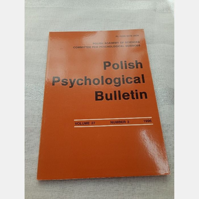Polish Psychological Bulletin. Volume 27 #3/1996