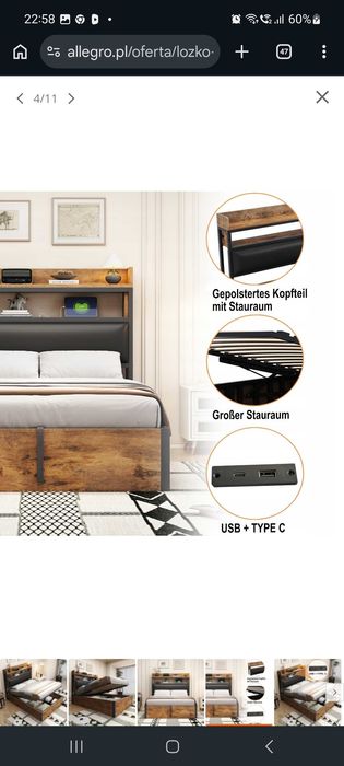 Nowe łóżko młodzieżowe rustykalne loft 90x200