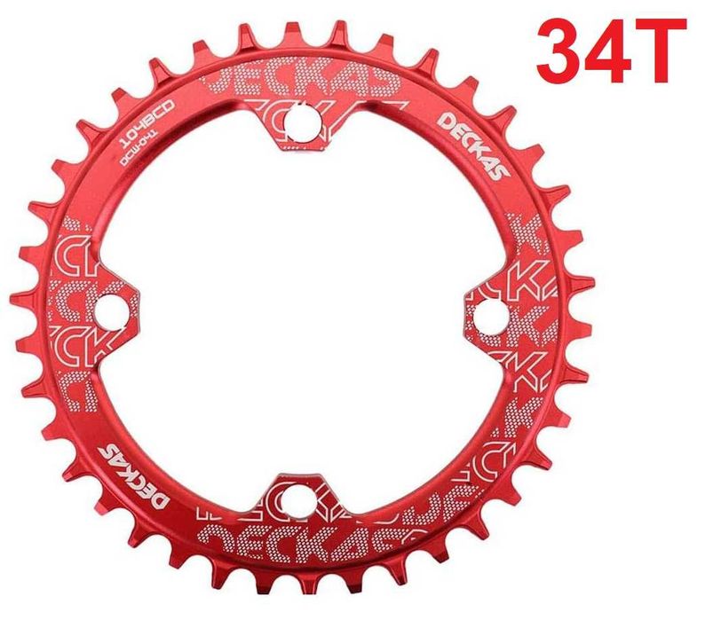 okrągła Zębatka red czerwona Narrow Wide DECKAS 32 34 36T 104 BCD