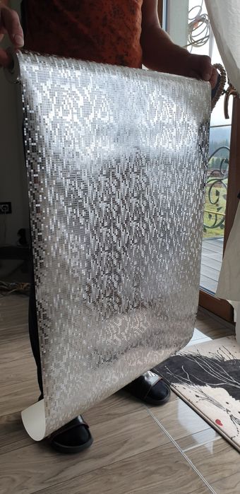 Srebrna tapeta efekt lustra