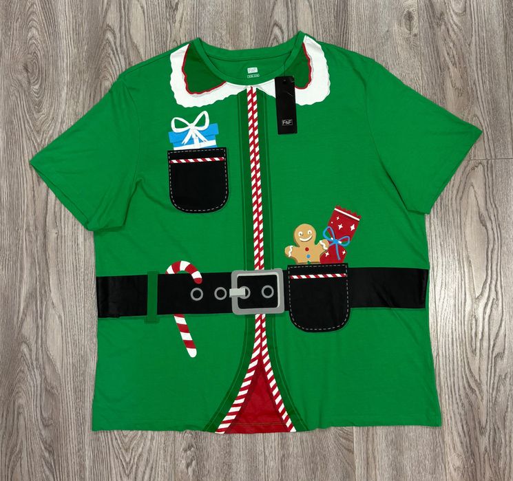 F&F 2XL Хлопковая Мужская футболка xxl новогодняя XXL новорічна ельф