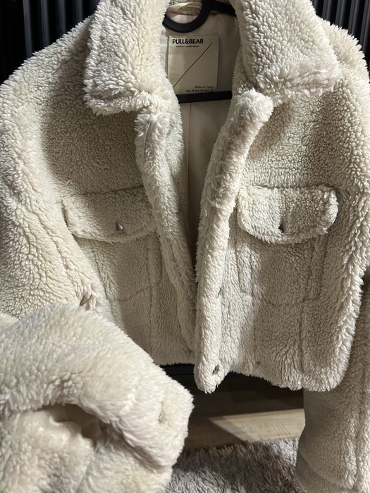 Korzuszek futerko baranek kurtka kremowa rozmiar M damska