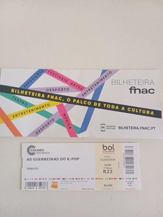 bilhetes concerto das guerreiras do K-pop