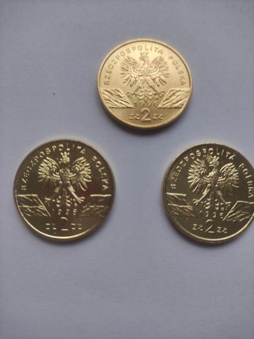 2 złote JEŻ 1996 rok - 3 sztuki , replika kolekcjonerska KOPIA.