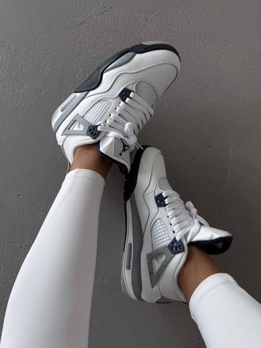 Buty Nike Air Jordan 4 Retro White Grey Blue