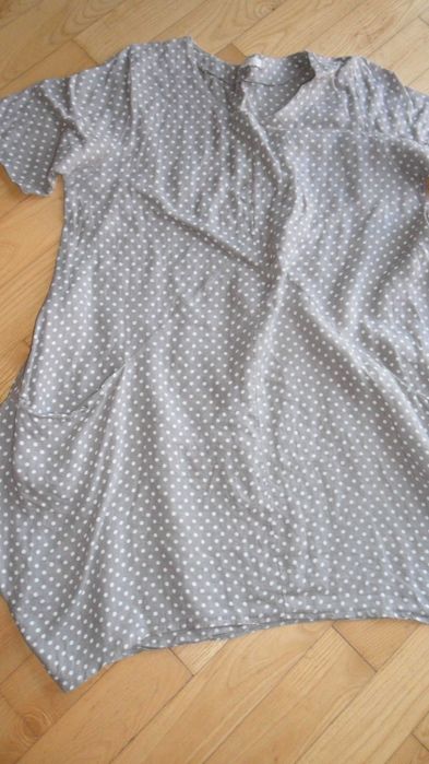 Włoska szara tunika M L/100% len