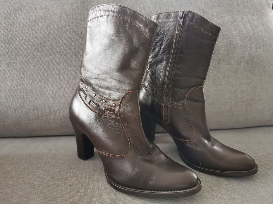 Kozaki, botki skóra naturalna raz założone