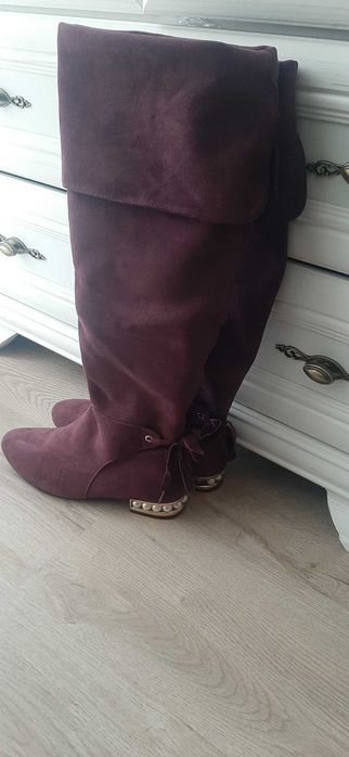 Nowe  kozaki ZAMSZOWE długie  (CIEMNO FIOLETOWE)NR 39