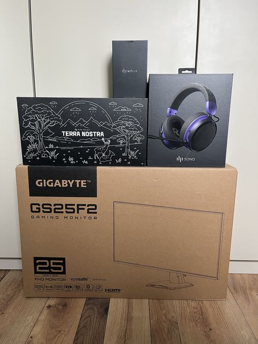 Zestaw gamingowy: Monitor Gigabyte 200Hz + Mysz, Słuchawki i Klawiatura Dark Project