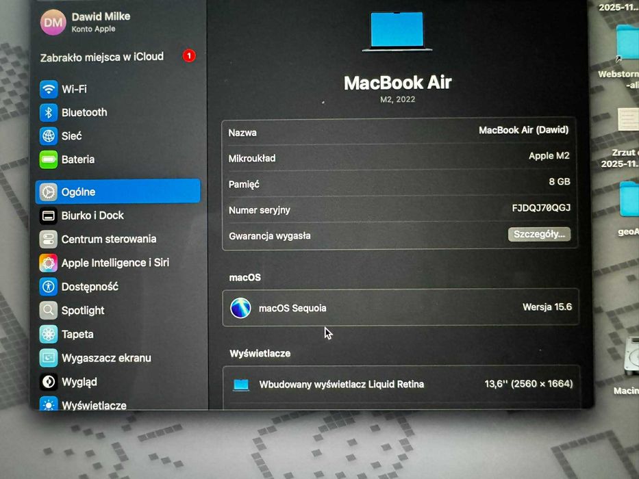 MacBook Air M2 13,6” | 8GB RAM | 256GB SSD | Pełen zestaw + mysz
