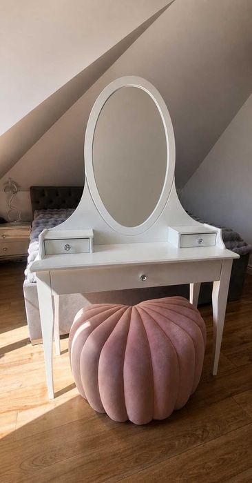 Toaletka glamour Meblik z pufą muszla pudrowy róż
