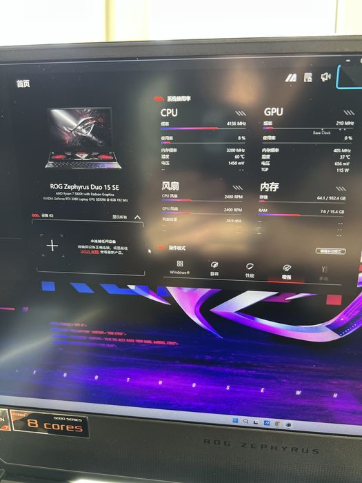 Asus/ROG/Zephyrus Duo 15/батарея70%/R9-5980/RTX3060/16G/1TB/