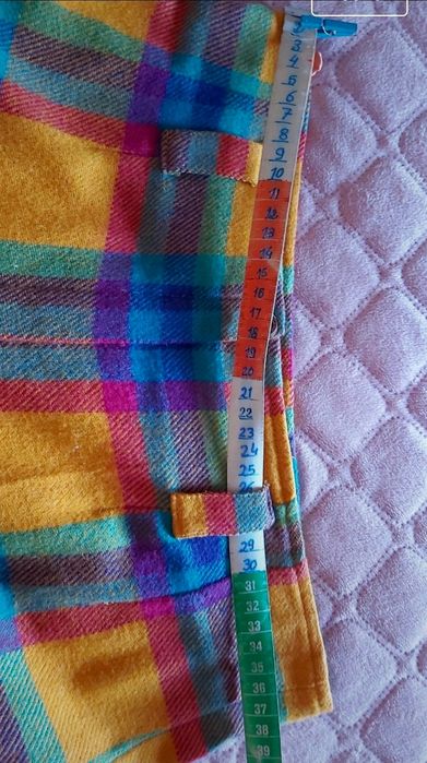 Fato xadrez vintage, casaco + saia + calções + cinto