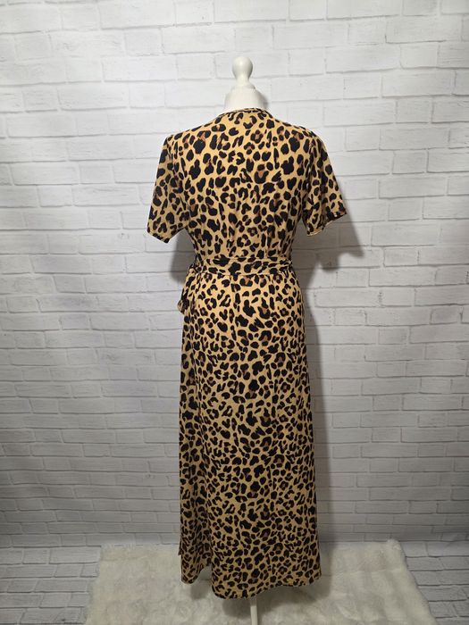 Kopertowa sukienka 36 38 panterka maxi midi