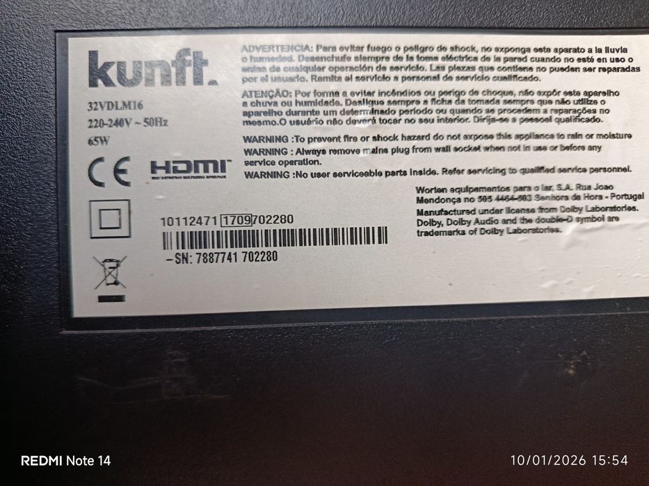 Tv KUNF  de 32 polegadas com avaria