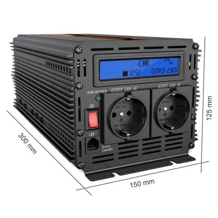 Inversor 12V/24V-220V Onda Pura 1500W Novo p/ Autocaravana/Camião