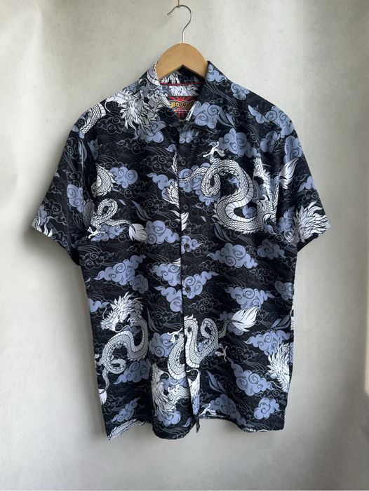 Винтажная рубашка с драконами Fresh Prints мужская гавайка оригинал. Чоловіча сорочка Fresh Prints вінтажна з драконом оригінал