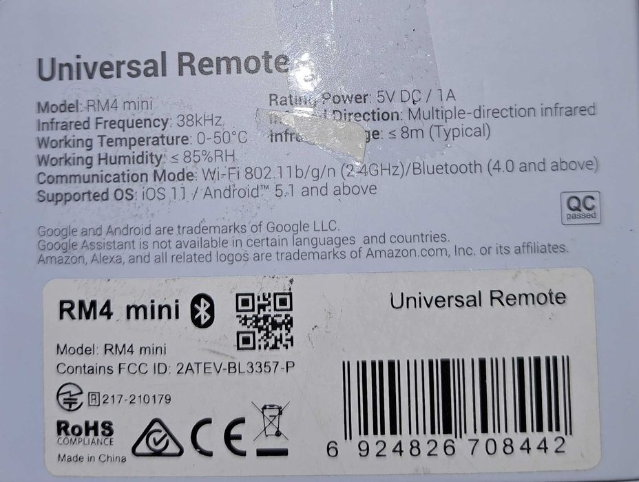 Pilot uniwersalny Sterownik Broadlink RM4  IR WiFi Centrala sterująca