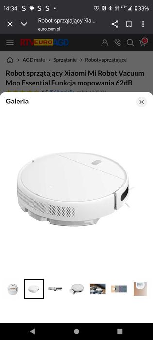 Robot sprzątający Xiaomi Mi Robot Vacuum Funkcja mopowania 62dB
