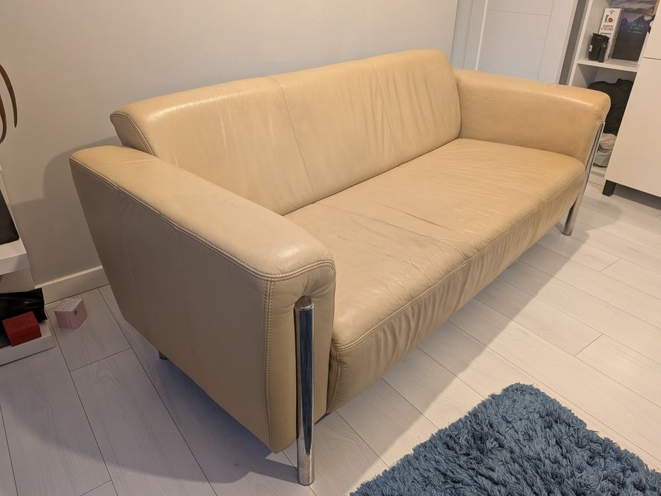sofa skórzana 3-osobowa  + 2 fotele że skóry naturalnej - komplet wypoczynkowy