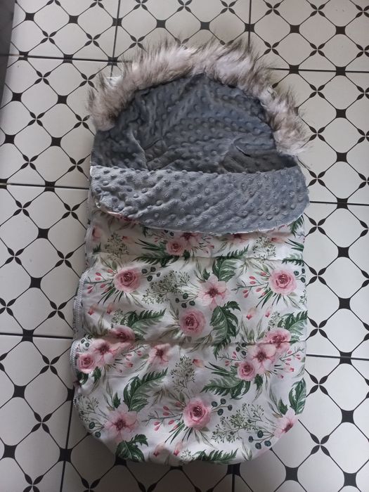 Śpiworek do wózka gondoli spacerówki handmade dla dziewczynki ciepły