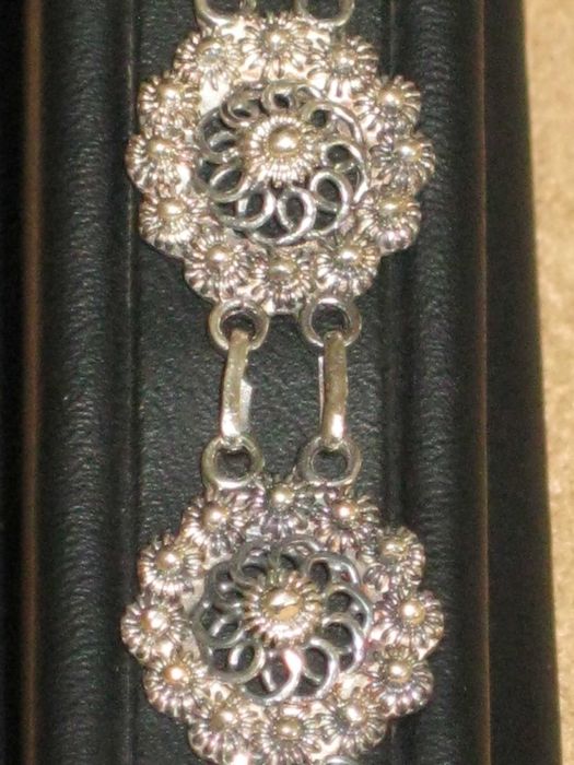 Pulseira Artesanal Prata Maciça de Lei 835`/.. C/Contraste