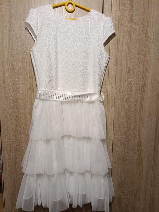 Sukienka biała/ecru po komunii rozm. 158 na wesele