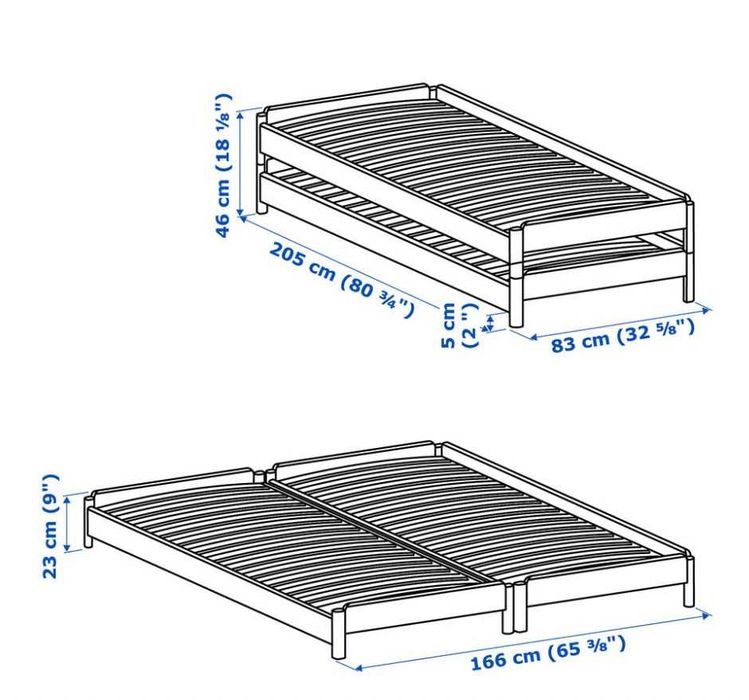 UTÅKER cama empilhavel com colchões