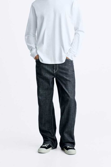 ZARA spodnie męskie straight z suwakami 46