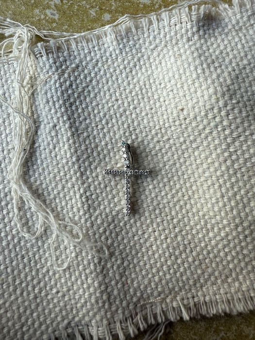 Хрестик з фіанітами срібло